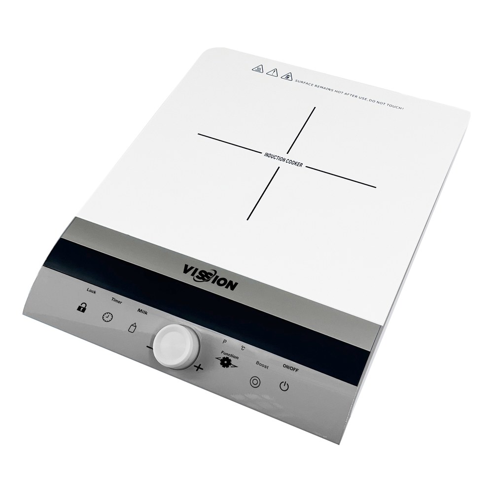 Elegant White Glass Induction Cooker with Free Stainless Pot